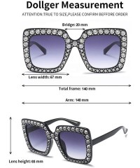 Square elton john oversized sunglasses for women crystal Diamond Rhinestone bling Thick Frame square glasses - CD196E0XHIT $1...