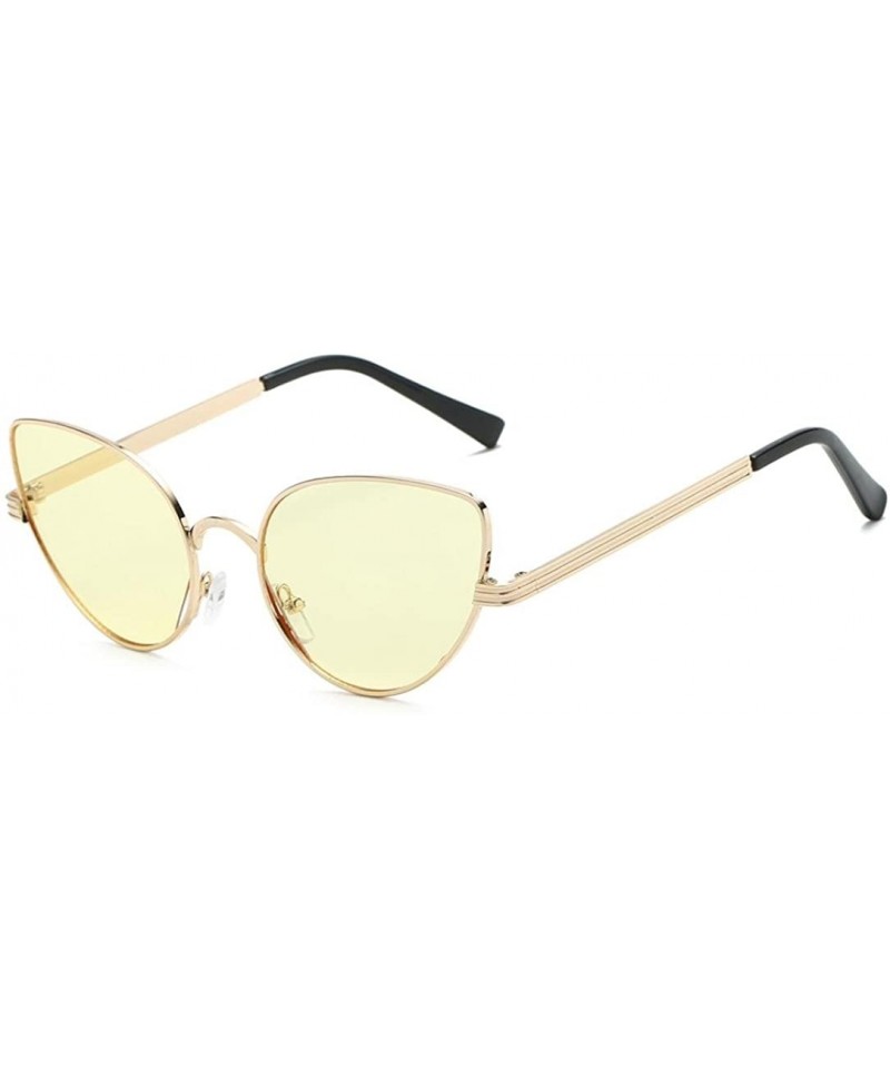 Oversized Women's Retro Cat Eye Colorful Transparent Oval Shades Frame UV Protection Polarized Sunglasses - Yellow - C118EL72...
