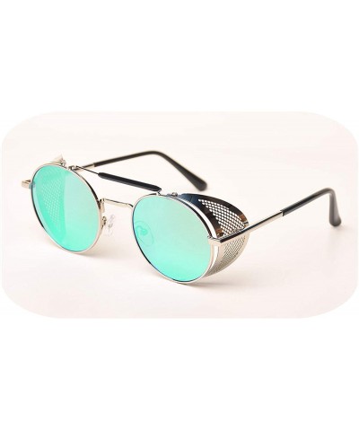 Round Retro Steampunk Sunglasses Round Designer Steam Punk Metal Shields Men Women UV400 Gafas De Sol 086M - CM1985DR83H $35.25