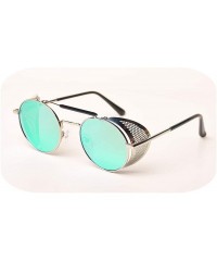 Round Retro Steampunk Sunglasses Round Designer Steam Punk Metal Shields Men Women UV400 Gafas De Sol 086M - CM1985DR83H $35.25