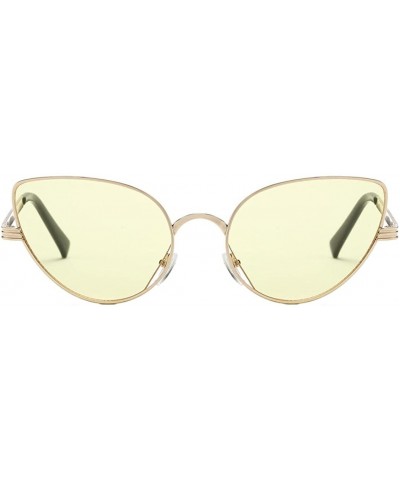 Oversized Women's Retro Cat Eye Colorful Transparent Oval Shades Frame UV Protection Polarized Sunglasses - Yellow - C118EL72...
