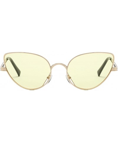 Oversized Women's Retro Cat Eye Colorful Transparent Oval Shades Frame UV Protection Polarized Sunglasses - Yellow - C118EL72...