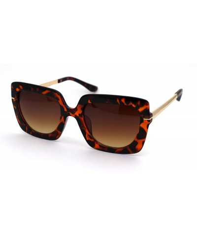 Rectangular Womens Mod Thick Plastic Rectangular Fashion Sunglasses - Tortoise Brown - C718YLD85E6 $23.20
