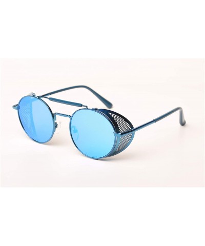 Round Retro Steampunk Sunglasses Round Designer Steam Punk Metal Shields Men Women UV400 Gafas De Sol 086M - CM1985DR83H $57.47