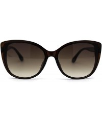 Oversized Womens Oversize Cat Eye Jewel Hinge Plastic Sunglasses - All Brown - CI197M9NI8H $9.80