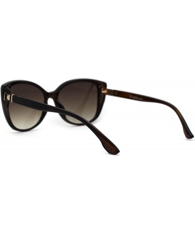 Oversized Womens Oversize Cat Eye Jewel Hinge Plastic Sunglasses - All Brown - CI197M9NI8H $9.80
