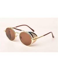 Round Retro Steampunk Sunglasses Round Designer Steam Punk Metal Shields Men Women UV400 Gafas De Sol 086M - CM1985DR83H $57.47