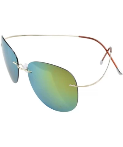 Aviator Rimless Titanium Frame Polarized Sunglasses - Aviator Gold Frame - CN18LT2UYQX $61.82