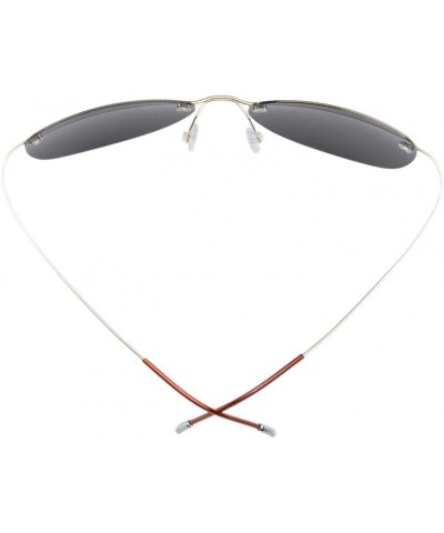 Aviator Rimless Titanium Frame Polarized Sunglasses - Aviator Gold Frame - CN18LT2UYQX $35.44