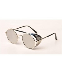 Round Retro Steampunk Sunglasses Round Designer Steam Punk Metal Shields Men Women UV400 Gafas De Sol 086M - CM1985DR83H $57.47