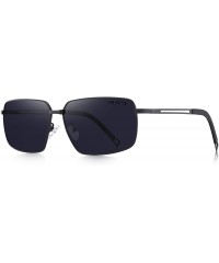 Square Men Polarized Sunglasses Outdoor Fishing Vintage Rectangular Driving Sunglasses - Black - CM18A37USU9 $20.55