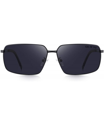 Square Men Polarized Sunglasses Outdoor Fishing Vintage Rectangular Driving Sunglasses - Black - CM18A37USU9 $38.46