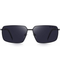 Square Men Polarized Sunglasses Outdoor Fishing Vintage Rectangular Driving Sunglasses - Black - CM18A37USU9 $38.46