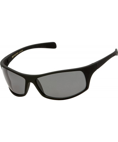 Sport Polarized Wrap Around Sports Sunglasses - Black Matte Rubberized - Smoke - CN18CU9AX69 $12.48