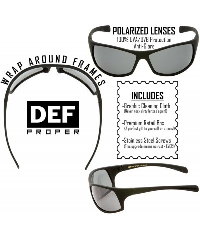 Sport Polarized Wrap Around Sports Sunglasses - Black Matte Rubberized - Smoke - CN18CU9AX69 $12.48