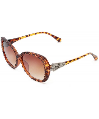 Sport Classic style Lattice Frame Sunglasses for Women Plate Resin UV 400 Protection Sunglasses - Leopard - CB18SZU2QAU $28.23