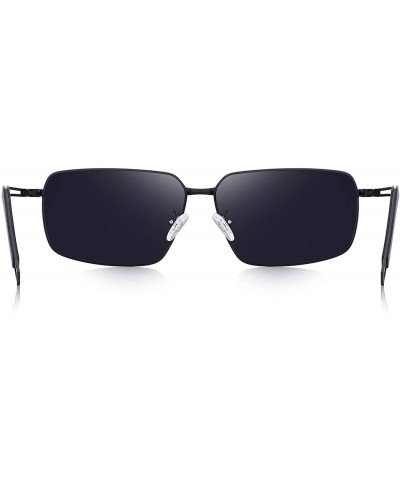 Square Men Polarized Sunglasses Outdoor Fishing Vintage Rectangular Driving Sunglasses - Black - CM18A37USU9 $38.46