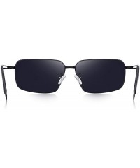 Square Men Polarized Sunglasses Outdoor Fishing Vintage Rectangular Driving Sunglasses - Black - CM18A37USU9 $38.46