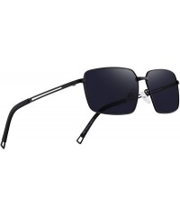 Square Men Polarized Sunglasses Outdoor Fishing Vintage Rectangular Driving Sunglasses - Black - CM18A37USU9 $38.46