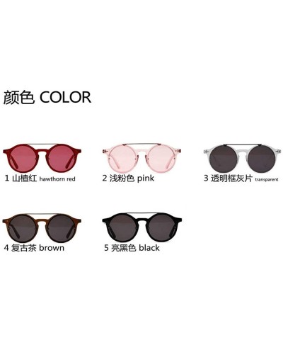 Round New fashion double nose Korean version of the trend retro unisex marine color film hip hop sunglasses UV400 - CU18M0LRL...