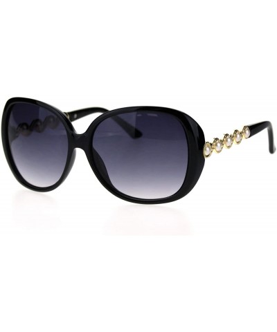 Butterfly Womens Pearl Jewel Arm Thick Plastic Butterfly Diva Sunglasses - Black Smoke - CV18TCM86W7 $10.45