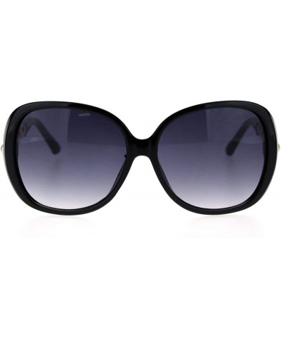 Butterfly Womens Pearl Jewel Arm Thick Plastic Butterfly Diva Sunglasses - Black Smoke - CV18TCM86W7 $10.45