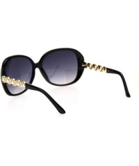 Butterfly Womens Pearl Jewel Arm Thick Plastic Butterfly Diva Sunglasses - Black Smoke - CV18TCM86W7 $10.45