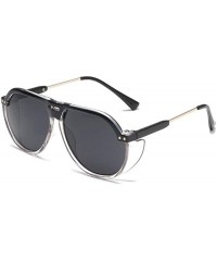 Semi-rimless Fashion Oversized Square Aviator Polarized Sunglasses Style Frame UV400 Protection Eyewear - Black - CM18OZ2XYNC...