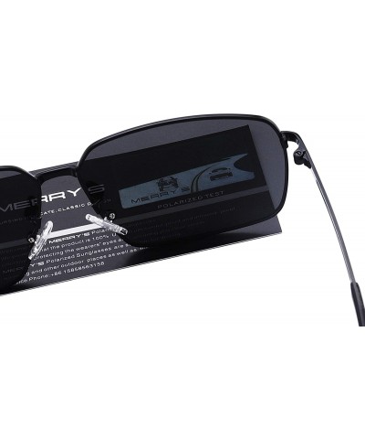 Square Men Polarized Sunglasses Outdoor Fishing Vintage Rectangular Driving Sunglasses - Black - CM18A37USU9 $38.46