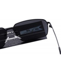 Square Men Polarized Sunglasses Outdoor Fishing Vintage Rectangular Driving Sunglasses - Black - CM18A37USU9 $38.46