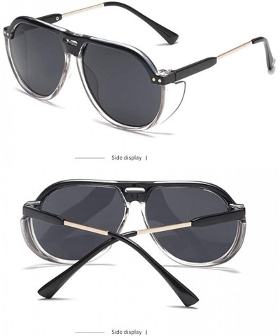 Semi-rimless Fashion Oversized Square Aviator Polarized Sunglasses Style Frame UV400 Protection Eyewear - Black - CM18OZ2XYNC...