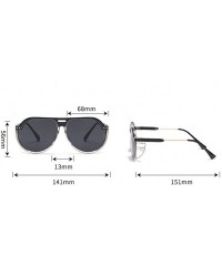 Semi-rimless Fashion Oversized Square Aviator Polarized Sunglasses Style Frame UV400 Protection Eyewear - Black - CM18OZ2XYNC...