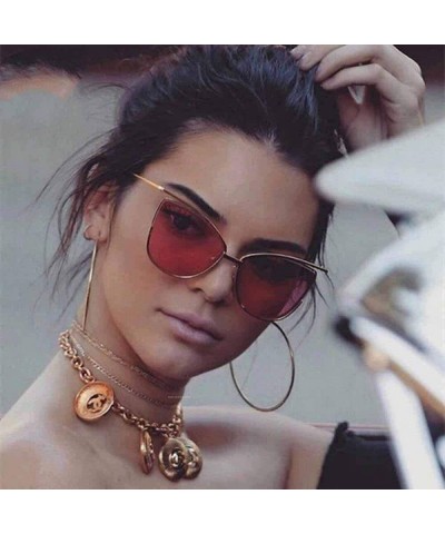 Oversized New Arrival 2019 Cateye Sunglasses Women Metal Vintage Luxury BlackGray - Goldpink - CN18Y4SIITU $9.02