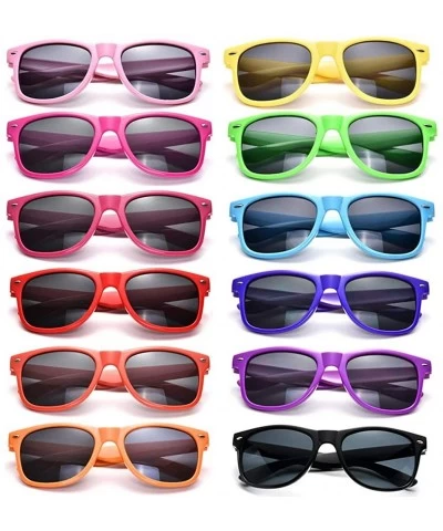 Square Bulk 12 Pack Neon Retro Sunglasses Unisex Adult Kids Party Favors Decor Glasses - Kids Mult - CW18RDXMX2D $35.78