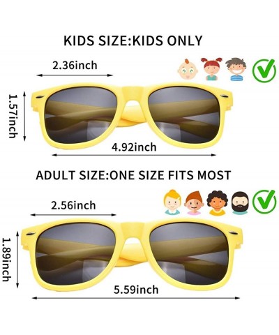 Square Bulk 12 Pack Neon Retro Sunglasses Unisex Adult Kids Party Favors Decor Glasses - Kids Mult - CW18RDXMX2D $16.73