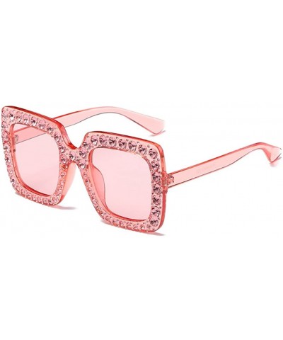 Goggle Women Sunglasses Crystal Brand Designer Oversized Square Sunglasses - C3 - CW18CQL3U02 $9.54