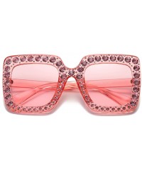 Goggle Women Sunglasses Crystal Brand Designer Oversized Square Sunglasses - C3 - CW18CQL3U02 $9.54