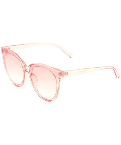 Cat Eye Flat Lens Round Cat Eye Crystal Color Sunglasses - Pink - CL197WRT5G3 $26.86