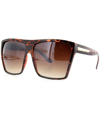 Square Large Retro Style Square Aviator Flat Top Sunglasses Shades - Tortoise - Gradient Lens - CG12BPSOSIR $12.05