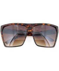 Square Large Retro Style Square Aviator Flat Top Sunglasses Shades - Tortoise - Gradient Lens - CG12BPSOSIR $12.05