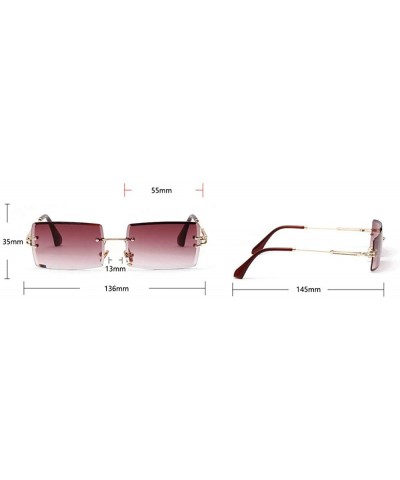 Square Fashion Small Rectangle Sunglasses Women Ultralight Candy Color Rimless Ocean Sun Glasses - Tea - CO18UNML8KN $11.37
