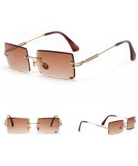 Square Fashion Small Rectangle Sunglasses Women Ultralight Candy Color Rimless Ocean Sun Glasses - Tea - CO18UNML8KN $11.37