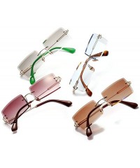 Square Fashion Small Rectangle Sunglasses Women Ultralight Candy Color Rimless Ocean Sun Glasses - Tea - CO18UNML8KN $11.37