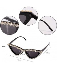 Cat Eye Sparkling Crystal Cat Eye Sunglasses UV Protection Rhinestone Sunglasses - Black Frame - CT18TSTM3NA $13.37