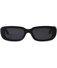 Square Rectangle Sunglasses Women Vintage Retro Glasses Wide Black Tortoise Frame - Black - CW196N6ND7N $14.43