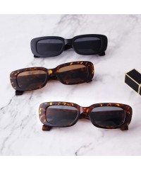 Square Rectangle Sunglasses Women Vintage Retro Glasses Wide Black Tortoise Frame - Black - CW196N6ND7N $14.43