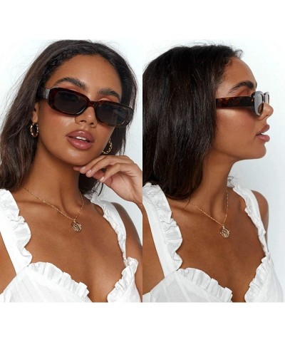Square Rectangle Sunglasses Women Vintage Retro Glasses Wide Black Tortoise Frame - Black - CW196N6ND7N $14.43