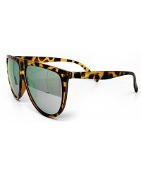 Oversized 7166-1 Premium Oversize Mirrored Designer Flat Top Sunglasses - Leopard Brown/ Rose Gold - C918QKW2DDT $14.62