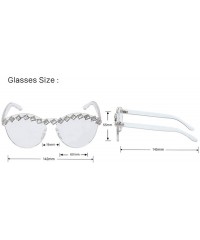 Oval Fashion Party Rhinestone Rimless One-Piece Candy Colored Lens Luxury Diamond Metal Hinge Cat Sunglasses - CK18Y5UXCZN $2...