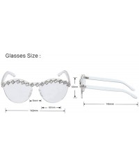 Oval Fashion Party Rhinestone Rimless One-Piece Candy Colored Lens Luxury Diamond Metal Hinge Cat Sunglasses - CK18Y5UXCZN $1...